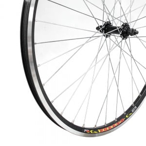 Priekinis ratas 26" 36H juoda stebulė, dvigubas Stars Circle ratlankis su kniedėmis, V-brake